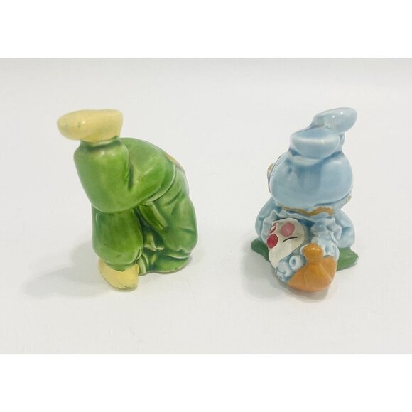 2 Vintage Tumbling Circus Clowns Ceramic Miniature Japan MCM Green Blue 2.25” - Picture 4 of 9